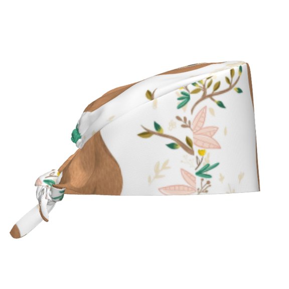 Kdxio Cute Sloth In Yoga Pose Tree Pattern Turban Hat for Women Men Comfortable Adjustable Cleaning Working Cap with Sweatband