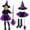 Purple, variant on LYHaoo 4 Pcs Halloween Witch , Kids Girls Cute Tutu Skirt with Witch Hat Broom Striped High Stockings for Themed Party(4-10 Years)