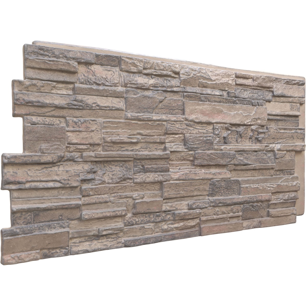 Ekena Millwork 48 5/8"W x 24 3/4"H x 1 1/4"D Cascade Stacked Stone, EverStone Faux Stone Siding Panel, Polermo