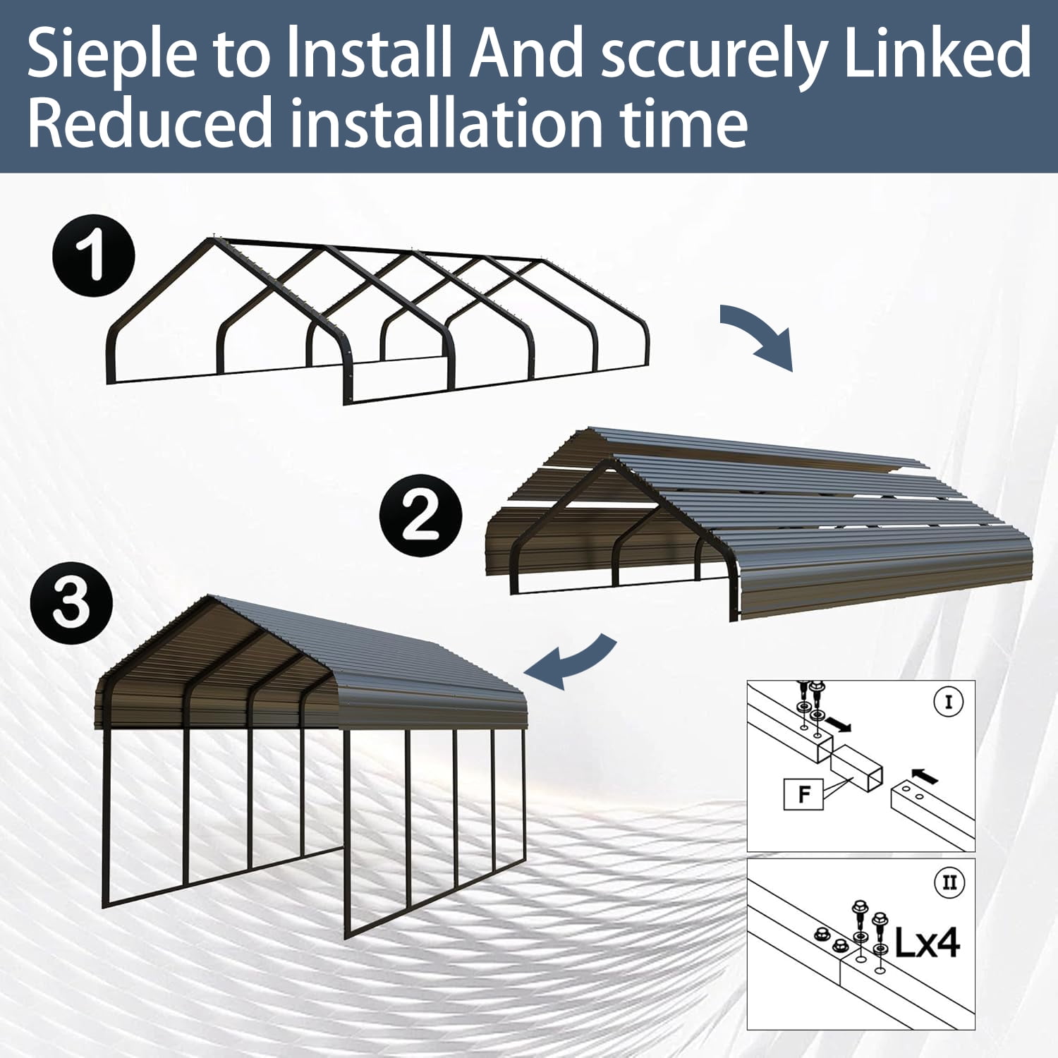 20x20 FT Heavy Duty Metal Carport - Galvanized Steel Frame & Roof, All-Weather & Snow Load Protection for Cars, SUVs, Trucks, RVs, Boats, UV Resistant, Rust-Resistant, Snow-Resistant Portable Shelter