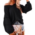 thumbnail image 4 of Tops de manga larga con cuello en V tops casuales de gofre para mujer para club para mujer para vacaciones Crtynell Otros, 4 of 6