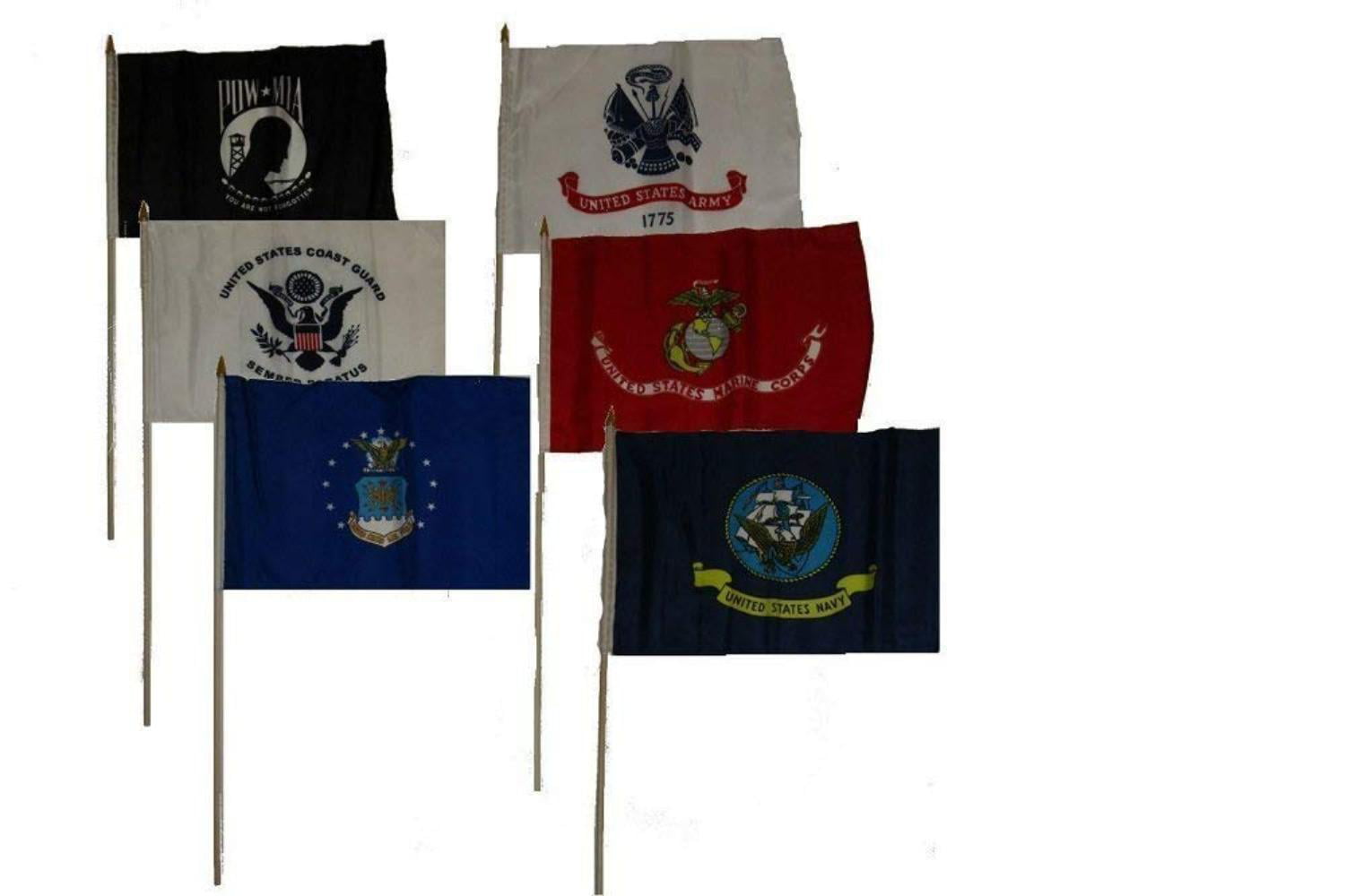 Super Polyester Coast Guard Stick Flag wood staff 12x18 12"x18"  U.S