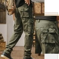 thumbnail image 5 of HAOTAGS Cargo Pants for Men, Multi-Pocket Elastic Waist Slim-Fit Casual Trousers Army Green L, 5 of 8