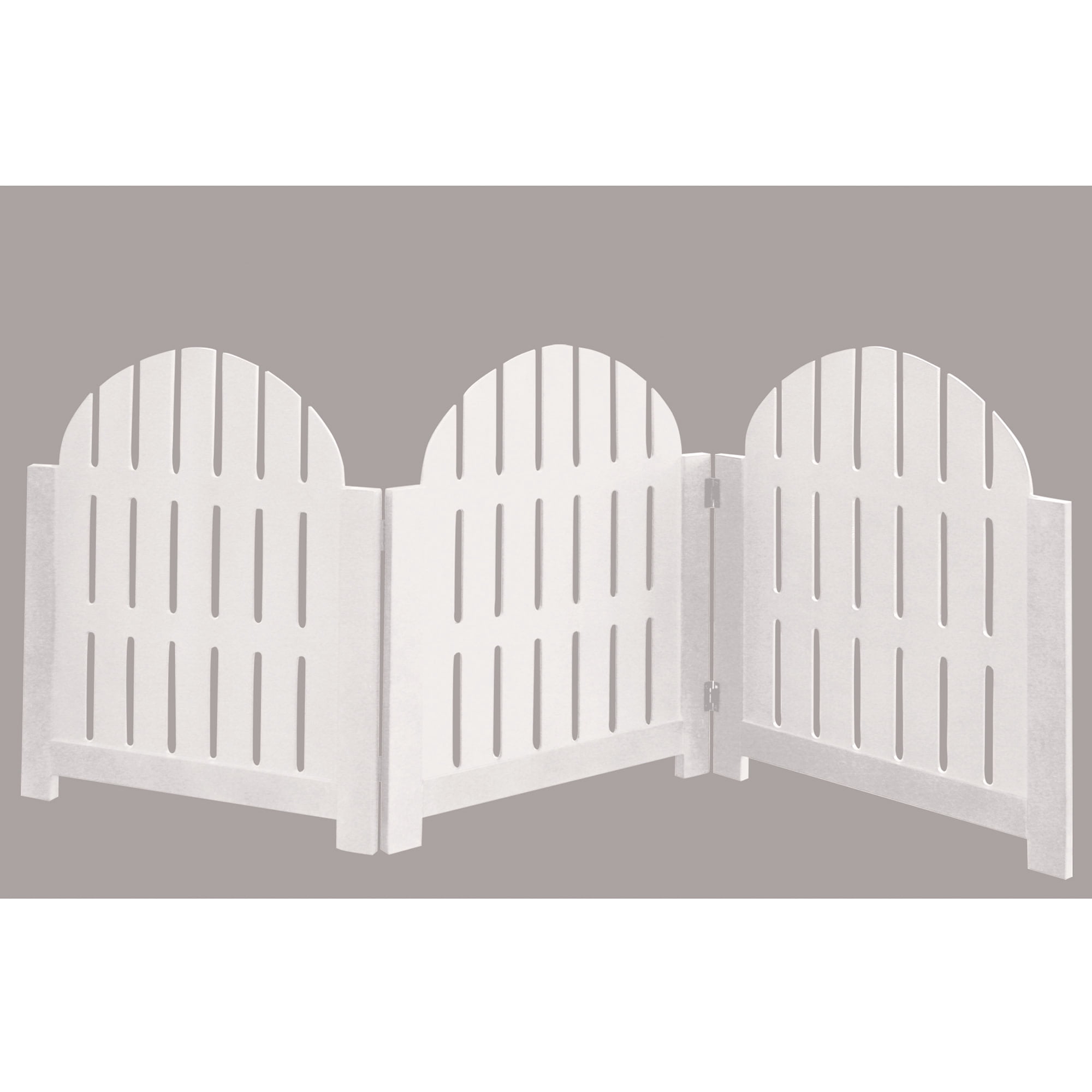 Etna Products White Adirondack Style Free Standing Pet Gate. 3 Panel Foldable Gate for Doorways, Stairs. Indoor/Outdoor 20.5" H x 48" W.
