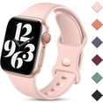 thumbnail image 1 of Compatible con Apple Watch Strap 42 mm 44 mm para mujeres y hombres, correa de repuesto de silicona suave compatible con iWatch SE Series 8 7 6 5 4 3 2, 42 mm/44 mm, rosa arena, 1 of 5