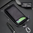 thumbnail image 4 of Genuine Leather Key Case Car Key Bag Key Pouch Portable Card Holder Keychain Wallet with 6 Hook for Men Women Coffee-colour, 4 of 6
