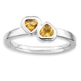 thumbnail image 1 of Bague Double Cœur en Argent Sterling Stackable Expressions Citrine Taille 9, 1 of 3
