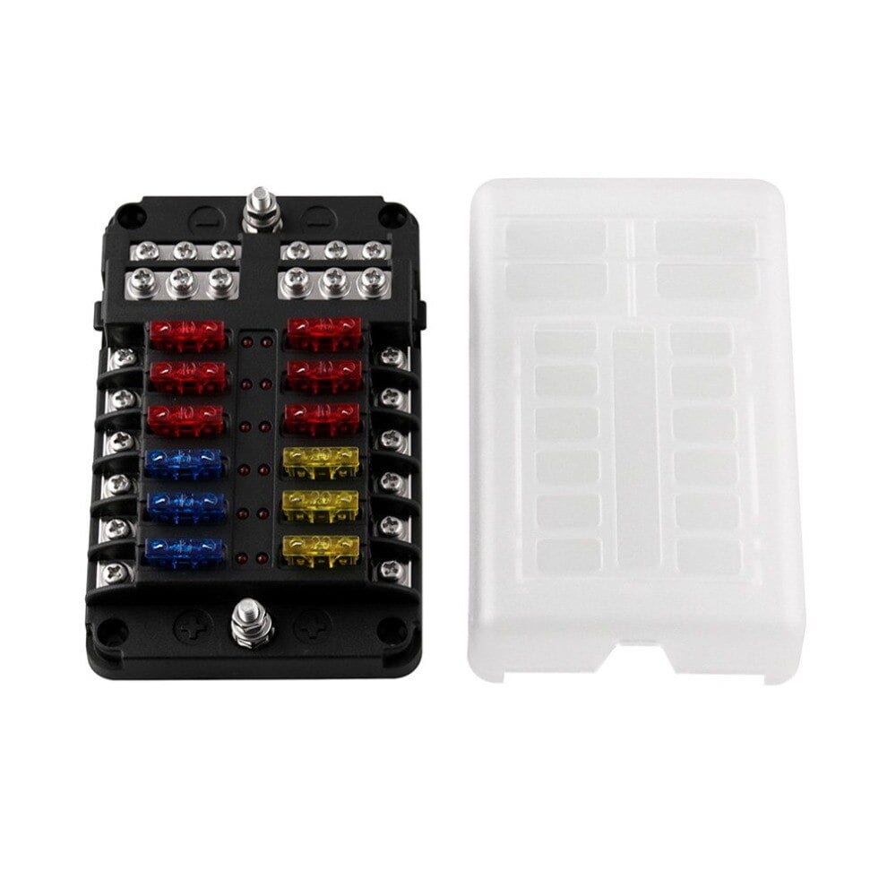 12 Way Fuse Box With Negative BusBar Junction Electrical Terminal Fuses