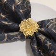 thumbnail image 1 of Paquete de 12 servilleteros de aleación con soporte para servilleteros con forma de flor hueca para bodas, fiestas, banquetes, cenas navideñas, delicados servilleteros, decoración (dorado), 1 of 5