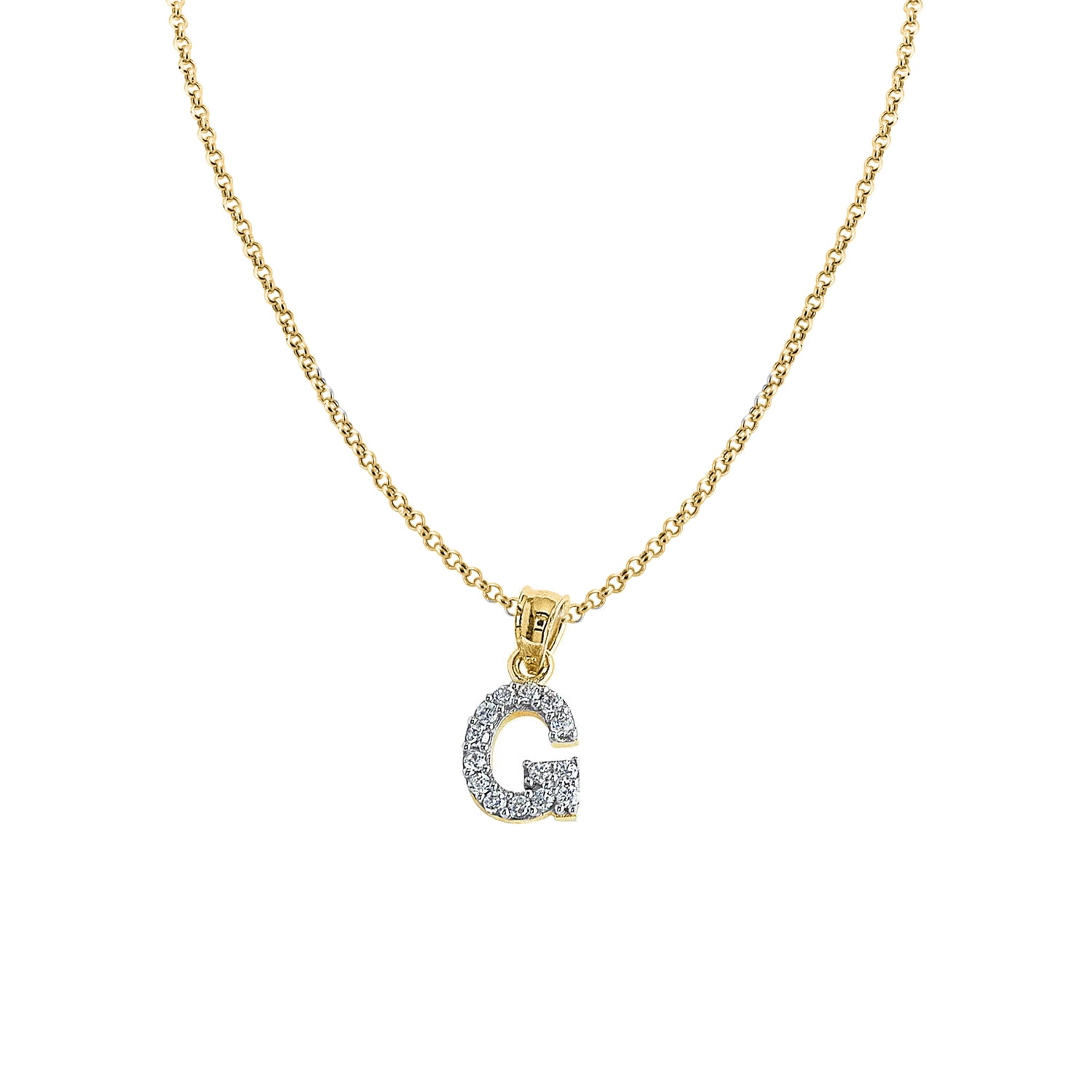 Pendentif Initiale "T" Plaqué Or Jaune Avec Zircone - Chaîne 18" Argent 925 - Athra Neuf