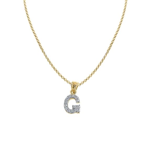 Genuine 14k Yellow Gold 0.59" Cubic Zirconia CZ Initial Letter G Pendant Necklace 16", 18", 20", 22" Trendy Charm Initial Necklaces for Women