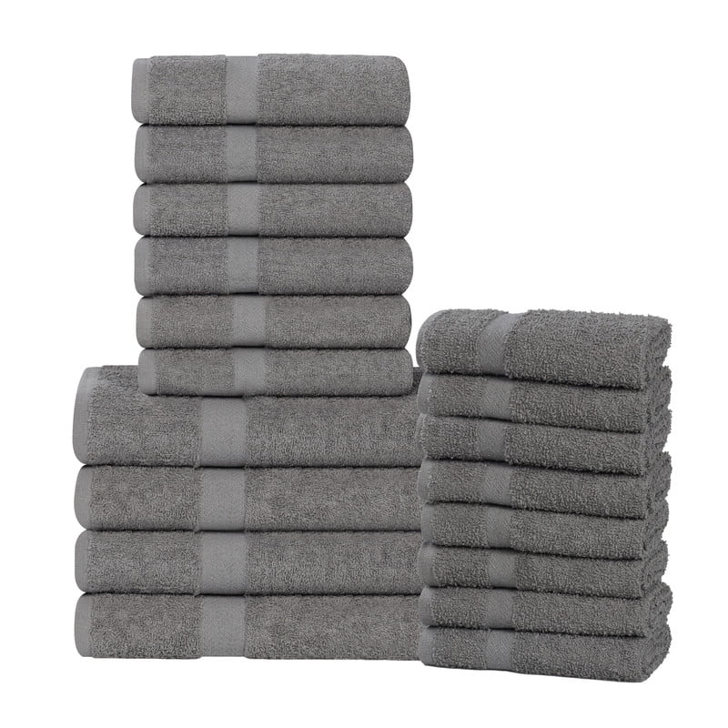 Superior Franklin 18-Piece Cotton Towel Set, Super Soft Quick Dry Fade Resistant Towels, Charcoal