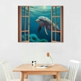 thumbnail image 3 of COMIO Nautical Dolphin Bathroom Wall Art Coastal Ocean Theme Bathroom Pictures Wall Decor Seascape Bathroom Canvas Print Sea Life Painting Framed Modern Home Artwork, 3 of 5