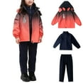 thumbnail image 2 of MKOSPLRT Kids 3-in-1 Waterproof Jacket Set with Removable Liner Snow Pants Gradient Windproof Hooded Raincoat and Pants 3-15Y, 2 of 10