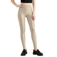 thumbnail image 2 of Vynhevius Women's Glossy Stretchy Leggings Solid High Elastic Slim Fit Full Length Casual Base Layer Tights, 2 of 7