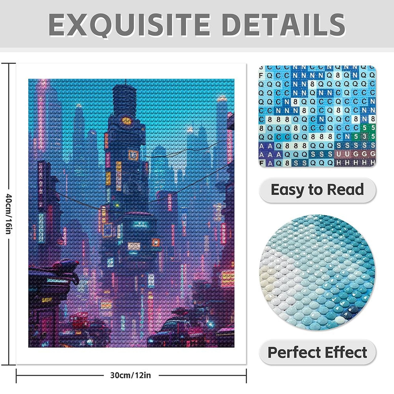 Diamond Art Kits for Adults - Cyberpunk Cityscape Print No.24 5D Frameless Dimond Painting Kit for Adults Beginner, Round Diamond Kits for Home Wall Decor, Gift for Women