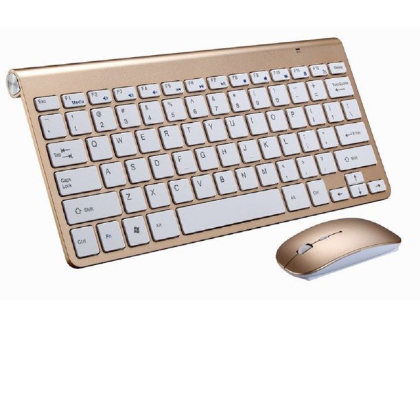 Juego De Teclado Y Mouse InaláMbrico 2.4 G Teclado De TamañO Completo + Mini Mouse óPtico XBTCLXEBCO Oro;Talla úNica