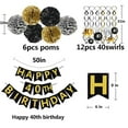 thumbnail image 4 of Famoby Pancarta De Feliz Cumpleaños Número 40 Con Purpurina Negra Y Dorada, Kit De 40 Remolinos Colgantes Brillantes Para Decoraciones De Fiesta De 40 Cumpleaños Y 40 Aniversario, 4 of 5