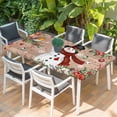thumbnail image 2 of Christmas Table Cloths for 5 Foot Rectangle Tables, Snowman Xmas Tree Snowflake Winter Wooden Patio Waterproof Elastic Fitted Tablecloths, Washable Rectangular Table Cover for Camping, 2 of 8