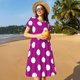 thumbnail image 4 of Fotbe Purlpe And White Polka Dot Vestido Largo de Moda para Mujer, Vestido Tipo Camiseta con Manga Corta y Estilo Casual a Rayas y Bloques de Color, 4 of 6