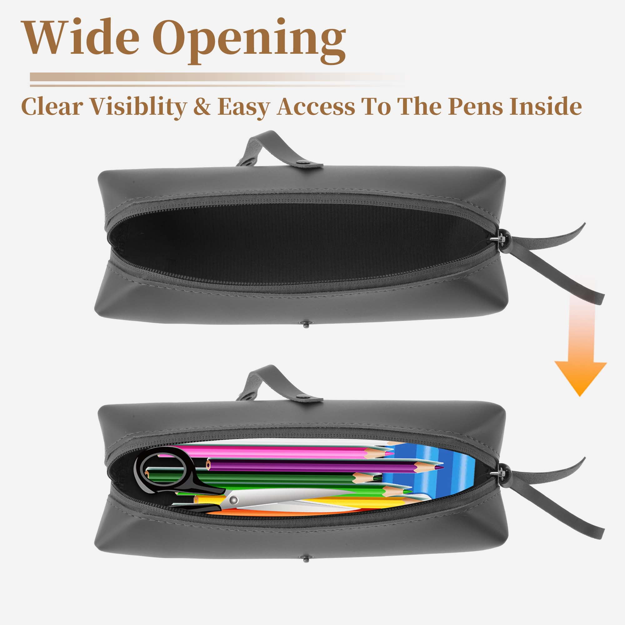 Unique Bargains Leather Style Aesthetic Pen Bag Organizer Gray