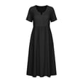 thumbnail image 4 of Fewfanhot Spring Dresses for Women Summer Flowy Midi Dress Casual V Neck Short Sleeve Empire Waist Boho Beach Dress Wedding Guest Maxi Dress, 4 of 8
