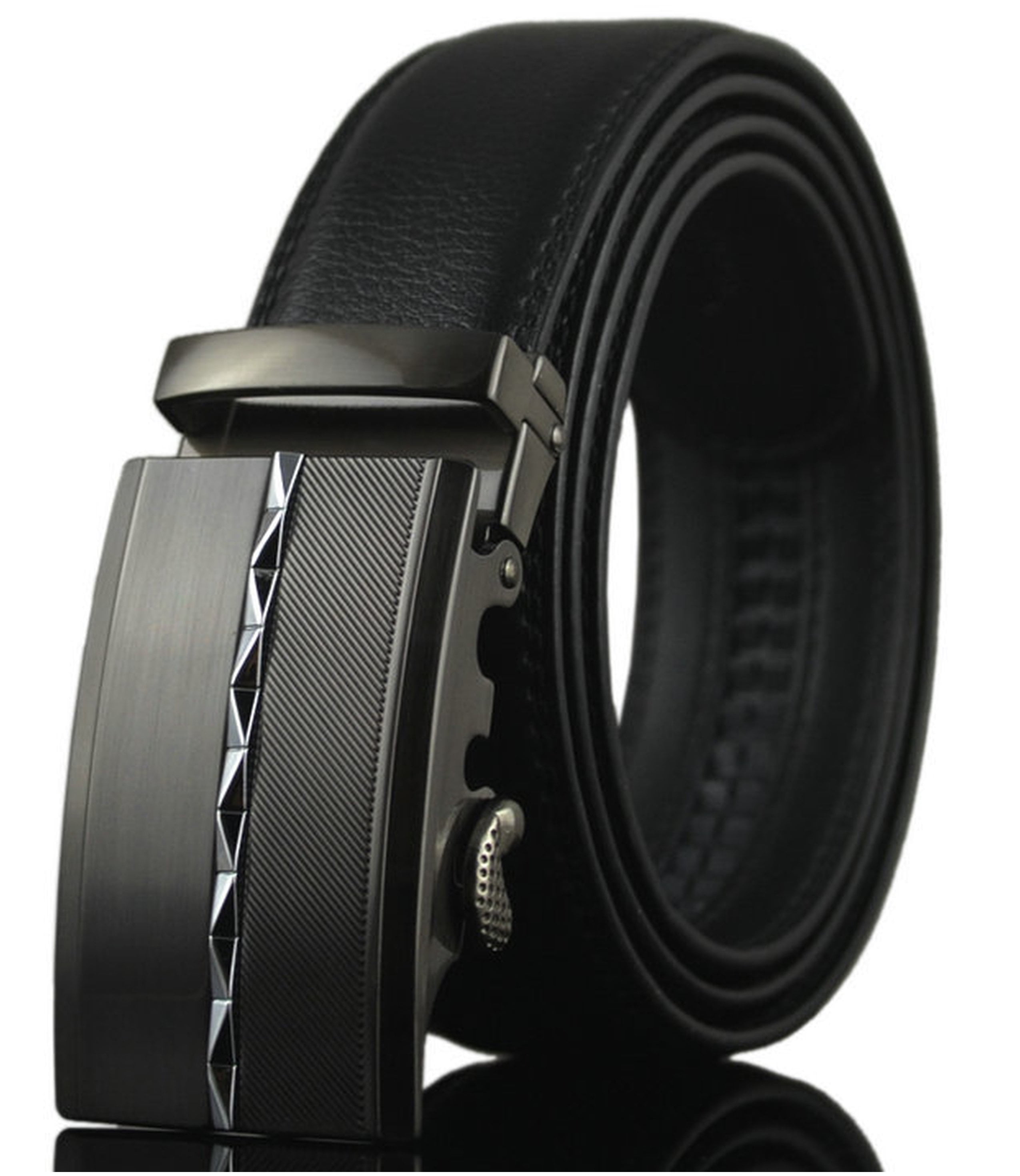 Men's Dress Belt Leather Automatic Buckle Ratchet Belt, Adjustable ...