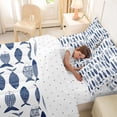 thumbnail image 4 of Feelyou Vintage Ink Fish Bedding Comforter Set for Kids Boys Girls, Cartoon Line Art Animal Queen Bedding Sets, Indigo, Reversible, 7pcs, 4 of 7