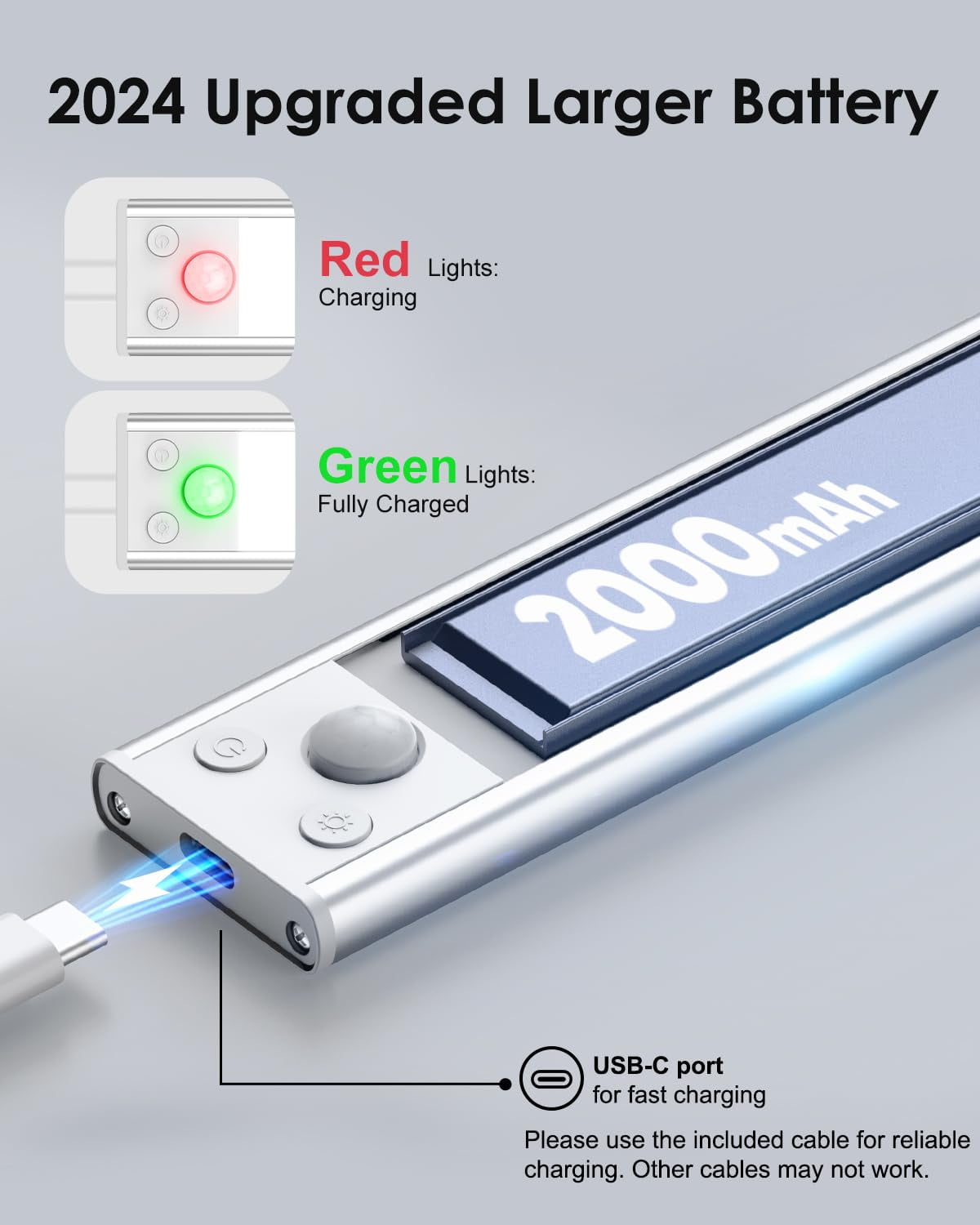 5Pack Under Cabinet Lighting 68LED 2000mAh Rechargeable Battery Operated Motion Sensor Light Indoor