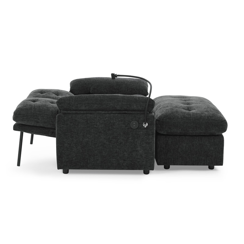 Double Sofa Recliner with Storage Ottoman, Manual Adjustable Reclining Loveseat with USB Charging Port, Phone Stand, and Soft Padded Armrests for Living Room, Apartment, and Home Theater