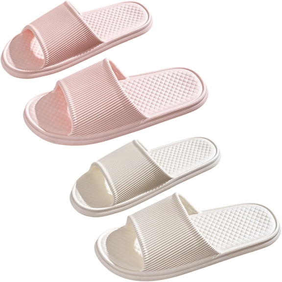 2 Pairs Shower Shoes for Women Non Slip Soft EVA Foam Lightweight Bathroom Slippers for Indoor Outdoor Home Travel