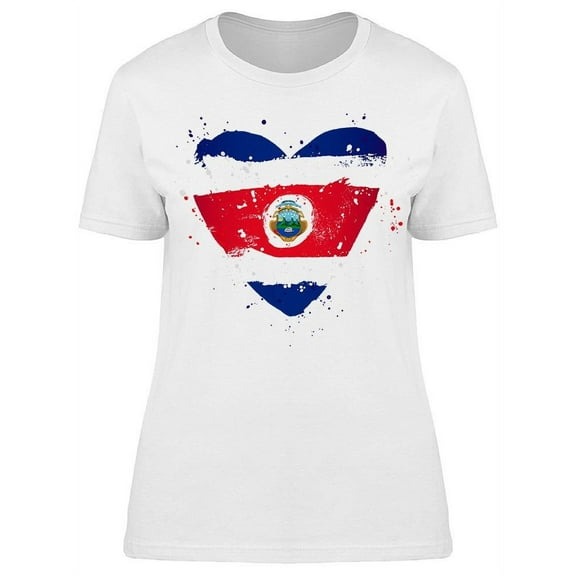 Flag Of Costa Rica Heart T-Shirt Women -Image by Shutterstock, Female 3X-Large