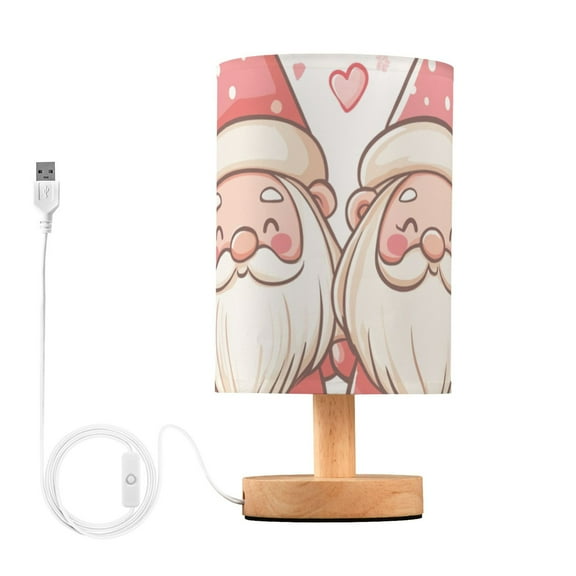 Two Cute Gnomes Valentine Hearts Table Lamp with USB Port LED Warm Light Lamp Night Light Home Decor