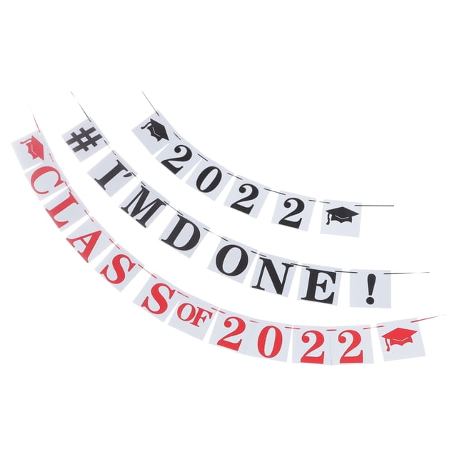 2 juegos de decoraciones de fondo de graduación, corona de poliéster con destellos, colgantes para fiesta de graduación, cartel, bandera de fiesta, decoración de graduación