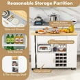 thumbnail image 6 of Costway Reversible Folding Kitchen Island Cart Utility Storage Trolley Wine Rack Shelves White, 6 of 10