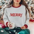 thumbnail image 6 of Makaor Womens Sweatshirts Christmas Plus Size Crew Neck Tops Striped Long Sleeve Pullover Tees Fleece Cute Vacation Clothes, 6 of 7