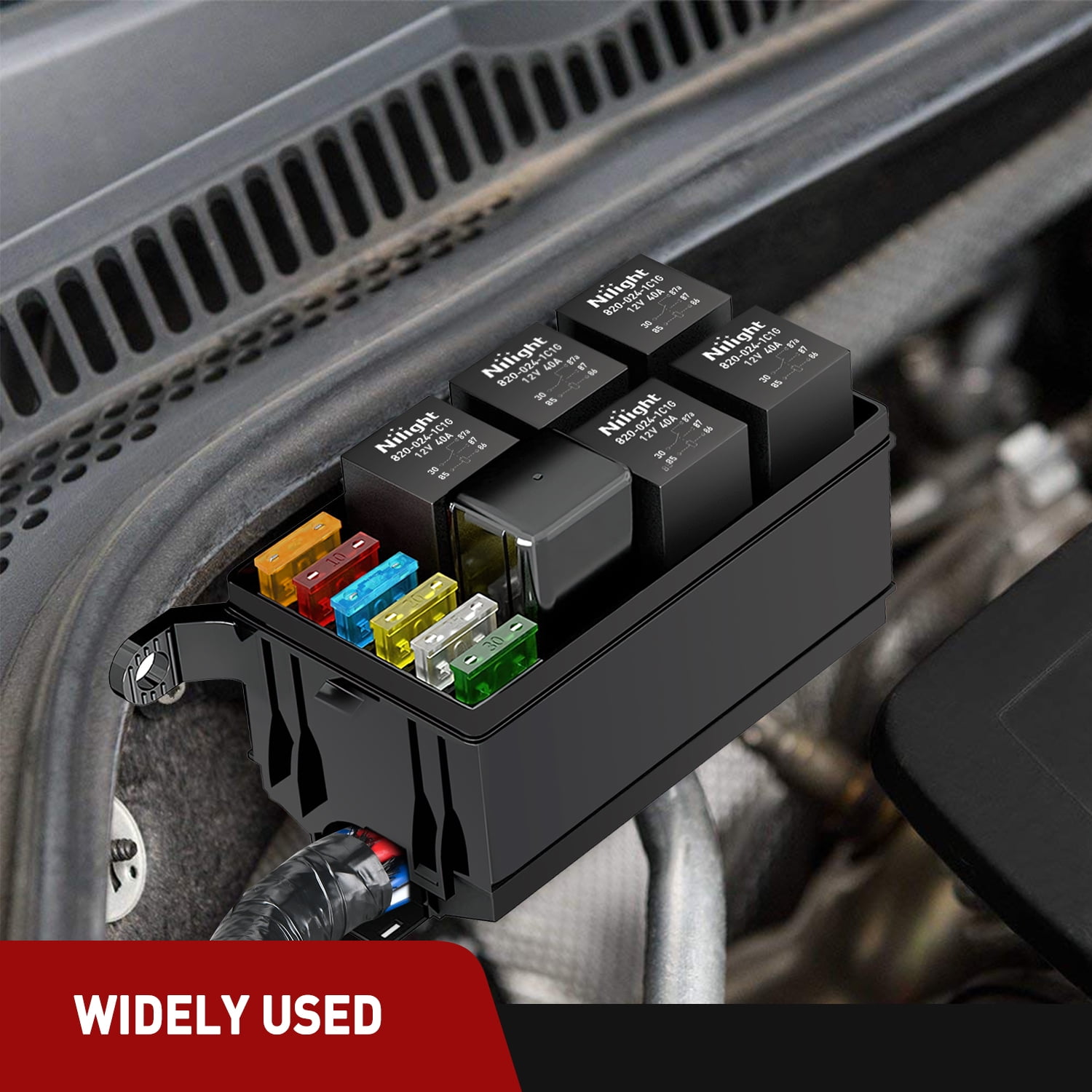 Nilight 12V Fuse Relay Box 6 Relays 6 Slots ATC/ATO Blade Fuse Holder 4Pin 5Pin  40A Relay Pre-Wired Waterproof Block Kit Universal for Automotive Car Truck Camper Boat