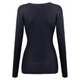 thumbnail image 2 of FashionOutfit Women's Mermaid Texture Patterned V-Neck Cotton Based Knit Sweater, 2 of 4
