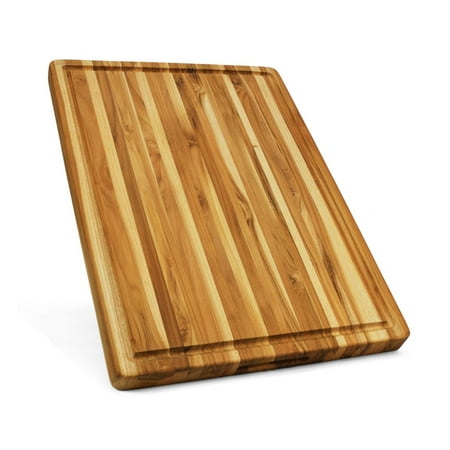 

Teak Cutting Board Reversible Chopping Serving Board with Juice Groove and No-slip Hand Grip Multipurpose Food Safe Thick Board for Home Restaurant Cafe 22x16x1.25 inches