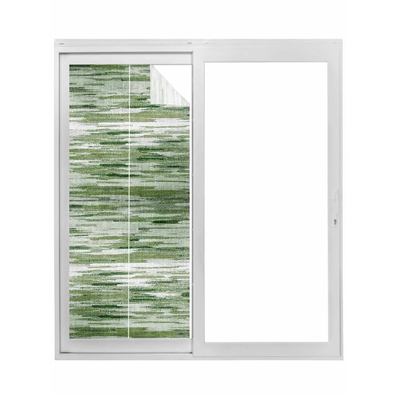 Vintage Green Window Privacy Film, Modern Geometric Abstract Art Static Cling UV Sun Blocking Tint Film Heat Control Windows Films for Bedroom Bathroom, Window Stickers 23.6"x59"