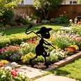 thumbnail image 6 of Linnome Metal Garden Stake Decoration Iron Ornament with Ground Insert Weather Resistant for Outdoor Yard Flower Bed 9.8x4.8in Black#07, 6 of 6