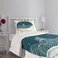 thumbnail image 3 of Ambesonne Ocean Quilted Bedspread Set 2 Pcs, Whale and Stars Old Ship, Twin Size, Teal White, 3 of 5