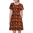 thumbnail image 1 of Vsdgher Piment Rouge Vif pour Femmes Été 2025 Robes Midi Maxi Décontractées Légères à Manches Courtes à Col Rond Robe de Plage, 1 of 6