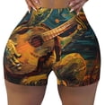 thumbnail image 2 of Lsque Starry Night Guitar Turtle Pattern High Waisted Biker Shorts for Women-Tummy Control Fitness Athletic Workout Running Yoga Gym Shorts,Moisture-Wicking-Small, 2 of 9