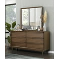 thumbnail image 3 of Walnut Finish King Bedroom Set 4pc Platform Bed Upholstered Headboard, 3 of 7