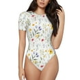 thumbnail image 1 of Balery Watercolor Floral A Body de cuello redondo de manga corta para mujer Tops de manga corta Tops básicos-Medium, 1 of 7