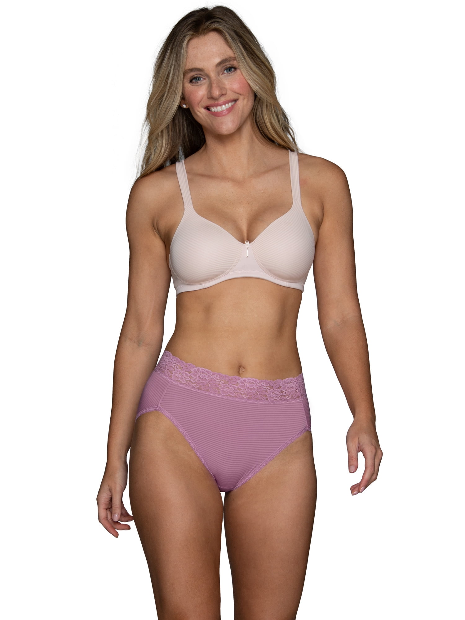 Vanity Fair Radiant Women's Light and Luxe Hi-Cut Brief Underwear - Stretch Lace Waistband, 3-Pack, Sizes S-5XL