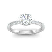 Certified 1 1/4ctw Diamond Halo Engagement Ring in 14k White Gold (1 1/4ctw, G-H, I2)