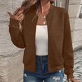 thumbnail image 2 of Women Lightweight Long Sleeve Zip Up Jacket Casual Loose Bomber Quilted Hoodie Outwear Coat Fall 2025 Full Sweatshirt, 2 of 7