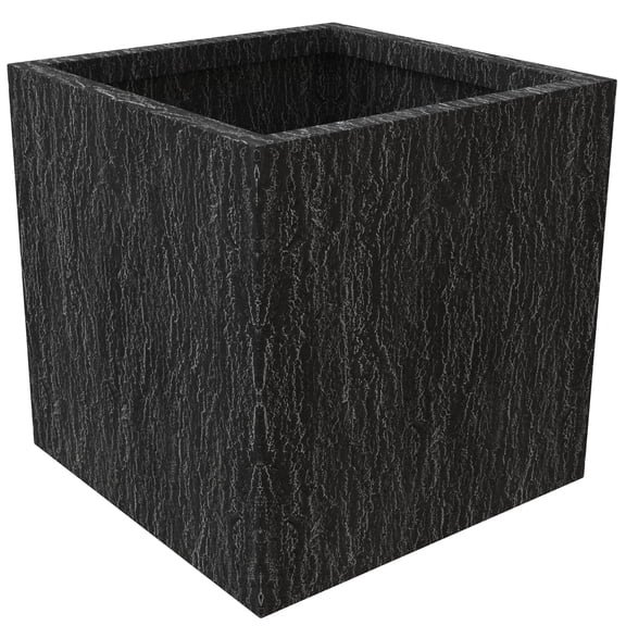 LeisureMod Verdura Indoor Outdoor Square Planter 22 Inch in Black